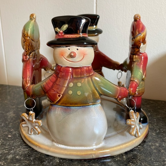 Yankee Candle snowman and kids candle holder Christmas ceramic - Picture 1 of 6